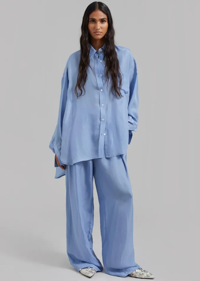 The Frankie Shop Georgia Silky Shirt 8211 Light Blue Shop Tops