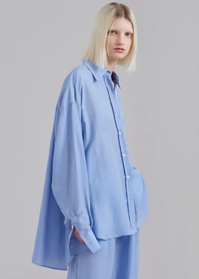 The Frankie Shop Georgia Silky Shirt 8211 Light Blue Shop Tops