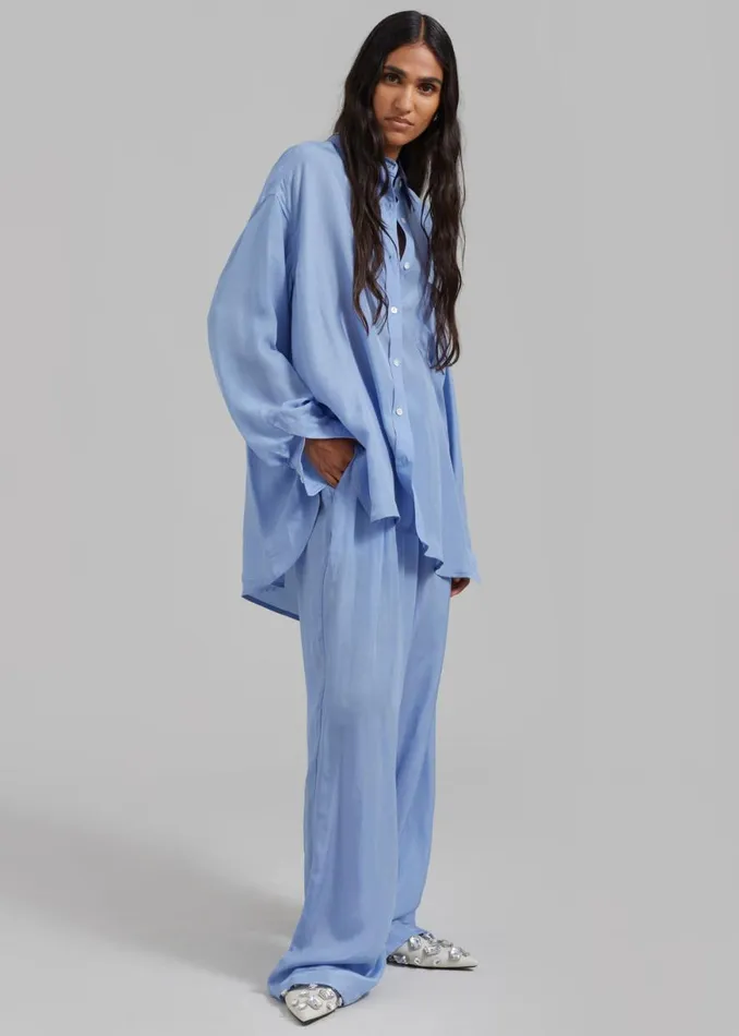 The Frankie Shop Georgia Silky Shirt 8211 Light Blue Shop Tops