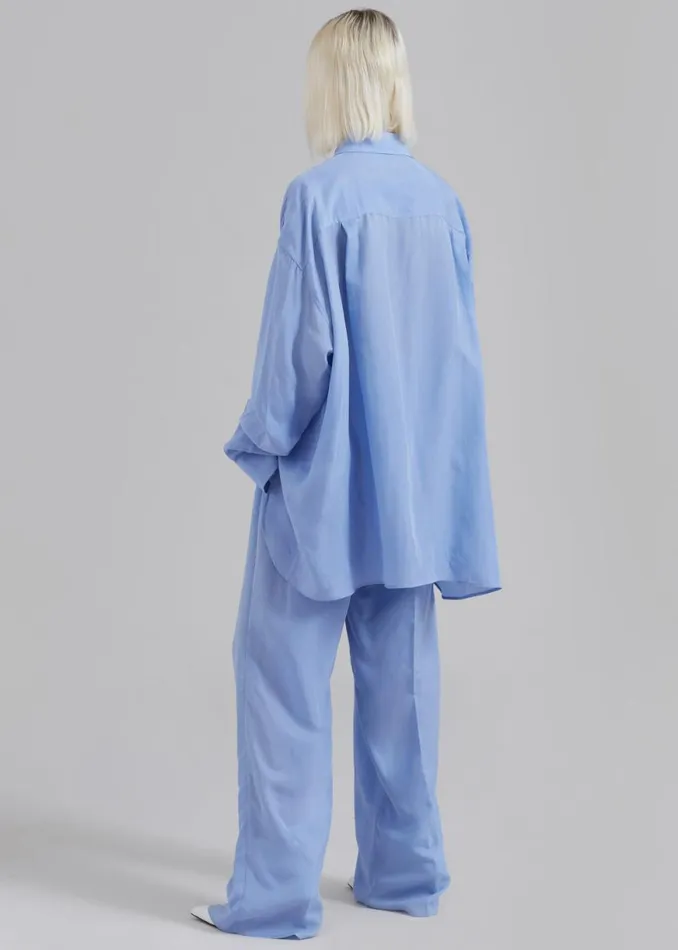 The Frankie Shop Georgia Silky Shirt 8211 Light Blue Shop Tops