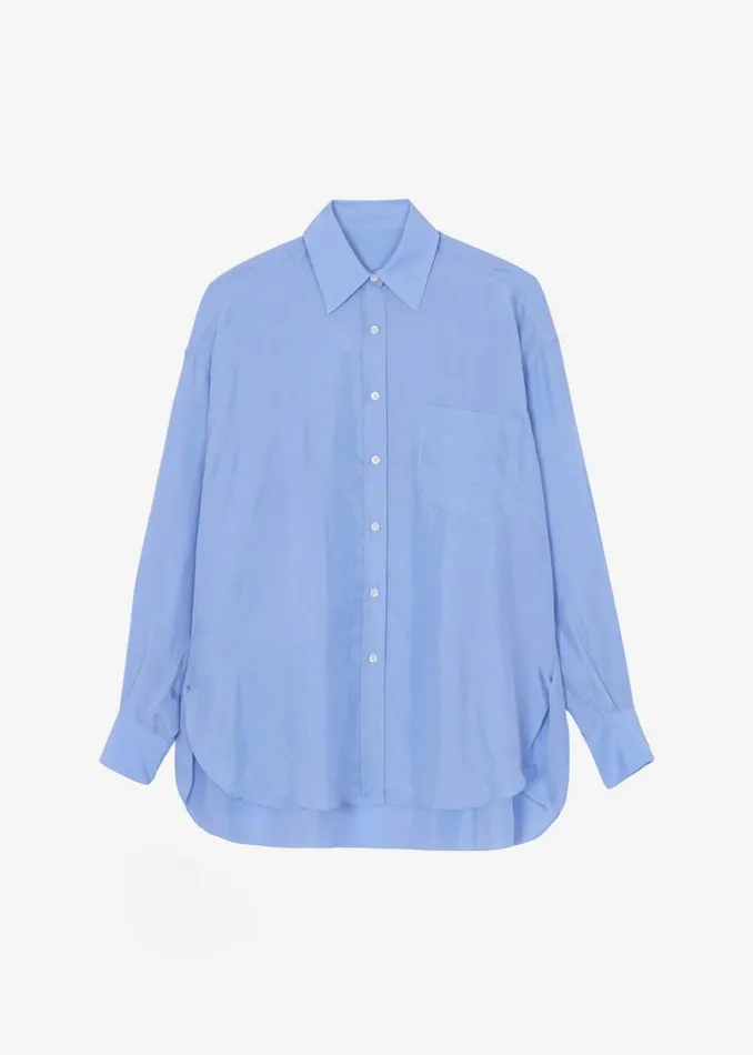 The Frankie Shop Georgia Silky Shirt 8211 Light Blue Shop Tops