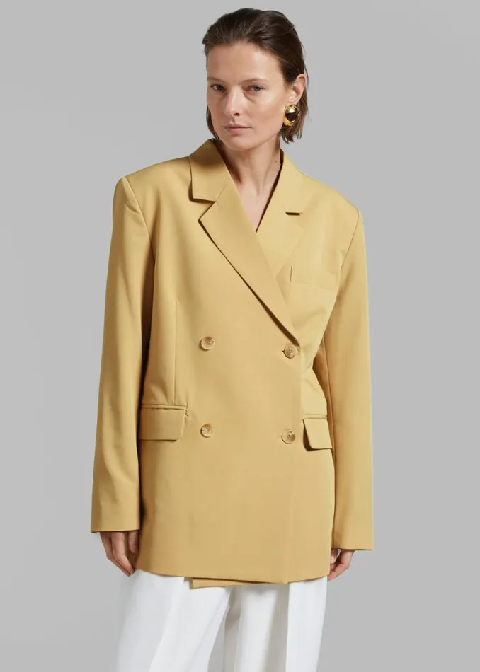 The Frankie Shop Girona Open Back Blazer 8211 Cornsilk Shop Outerwear