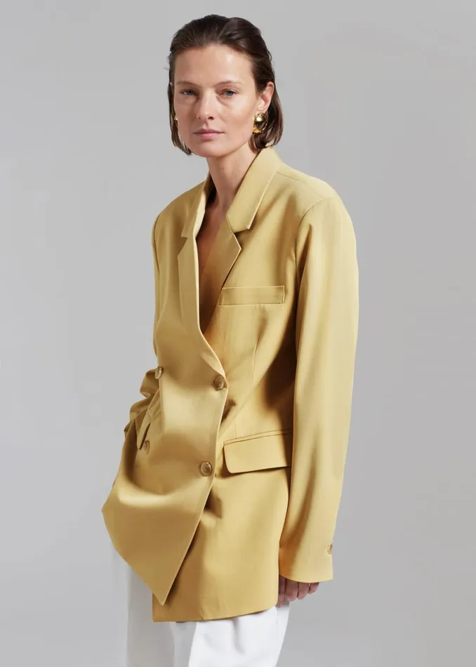 The Frankie Shop Girona Open Back Blazer 8211 Cornsilk Shop Outerwear
