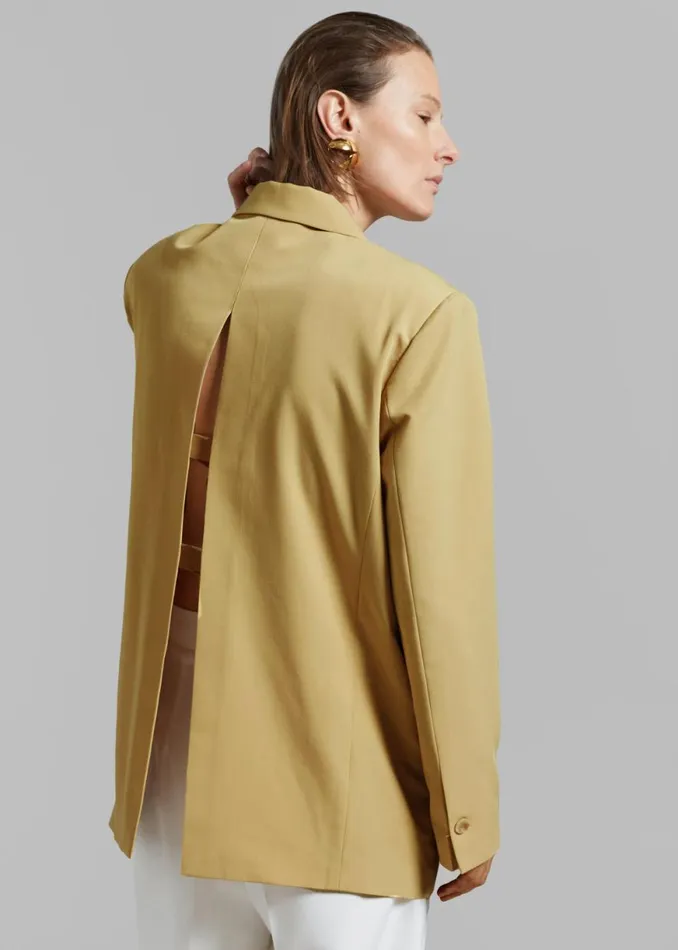 The Frankie Shop Girona Open Back Blazer 8211 Cornsilk Shop Outerwear
