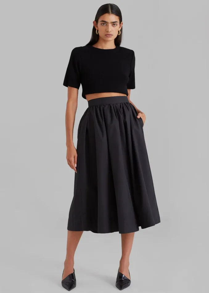 The Frankie Shop Grace Pleated Midi Skirt 8211 Black Shop Bottoms