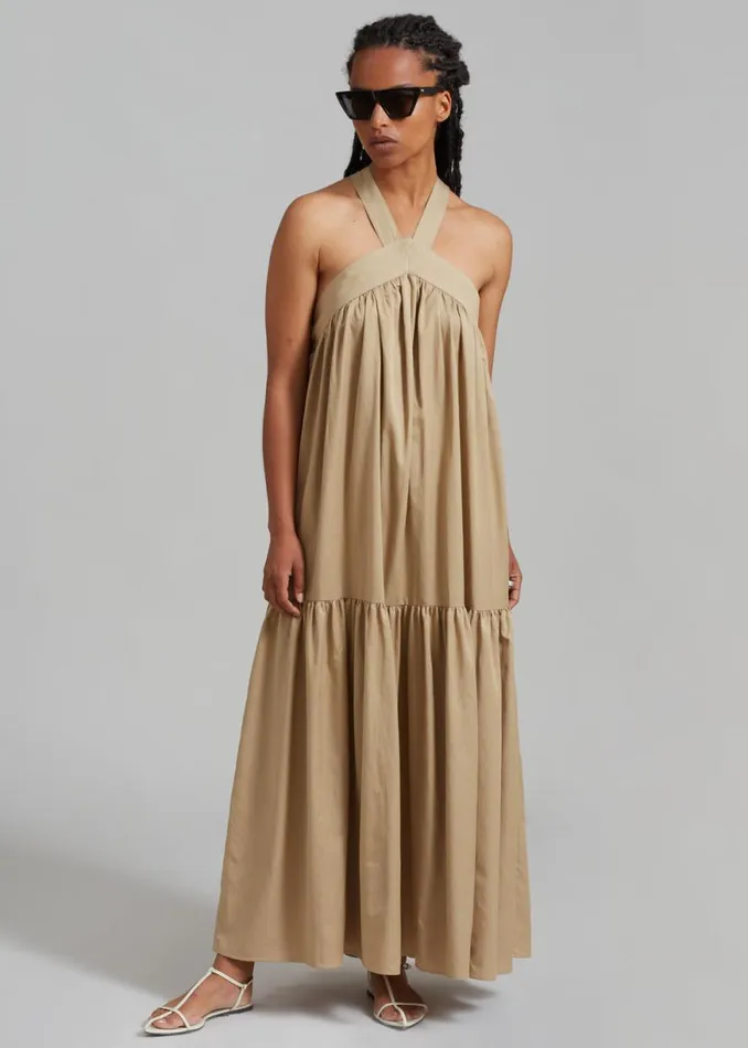 The Frankie Shop Gracie Halter Maxi Dress 8211 Beige Shop Dresses