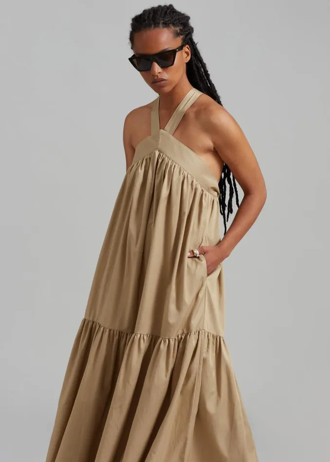 The Frankie Shop Gracie Halter Maxi Dress 8211 Beige Shop Dresses