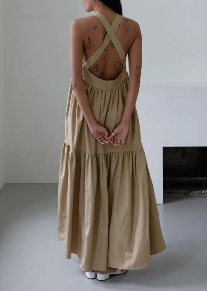The Frankie Shop Gracie Halter Maxi Dress 8211 Beige Shop Dresses