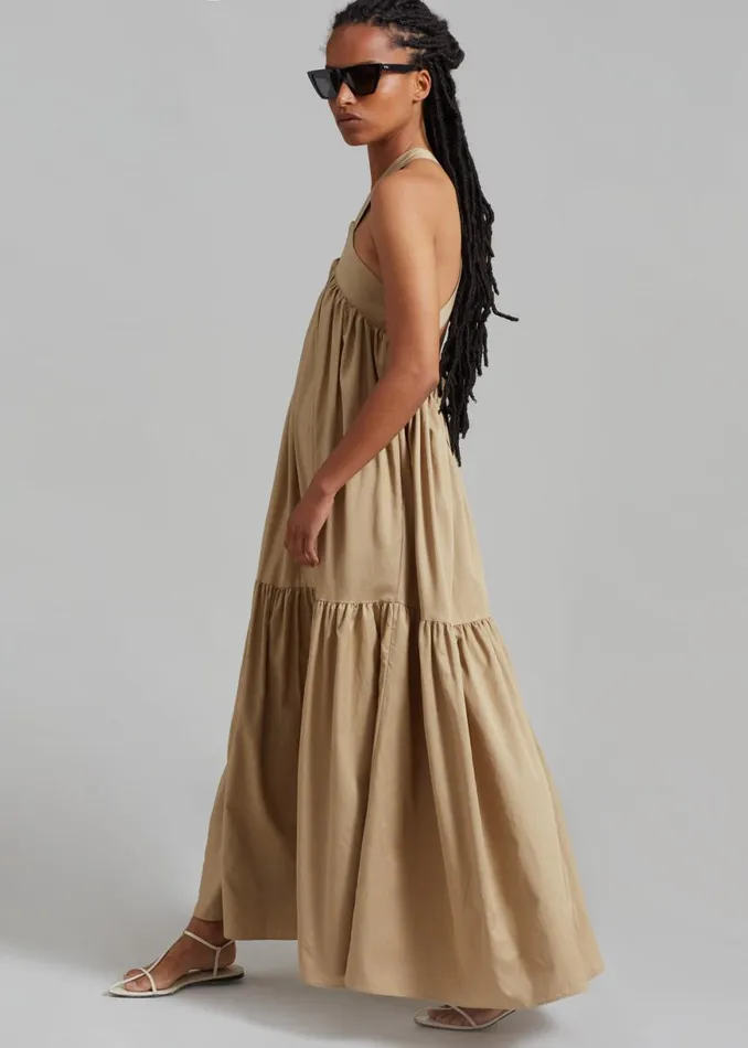The Frankie Shop Gracie Halter Maxi Dress 8211 Beige Shop Dresses