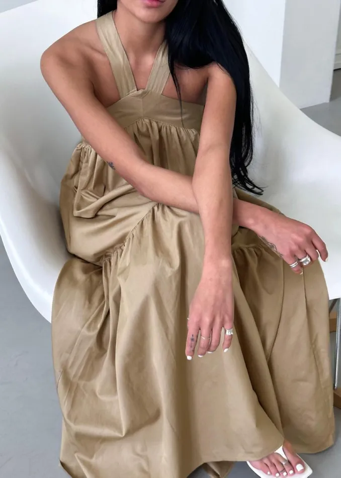 The Frankie Shop Gracie Halter Maxi Dress 8211 Beige Shop Dresses