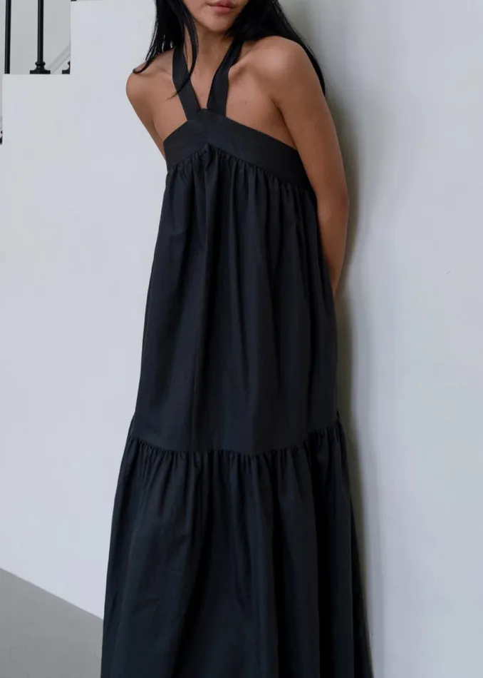 The Frankie Shop Gracie Halter Maxi Dress 8211 Charcoal Shop Dresses