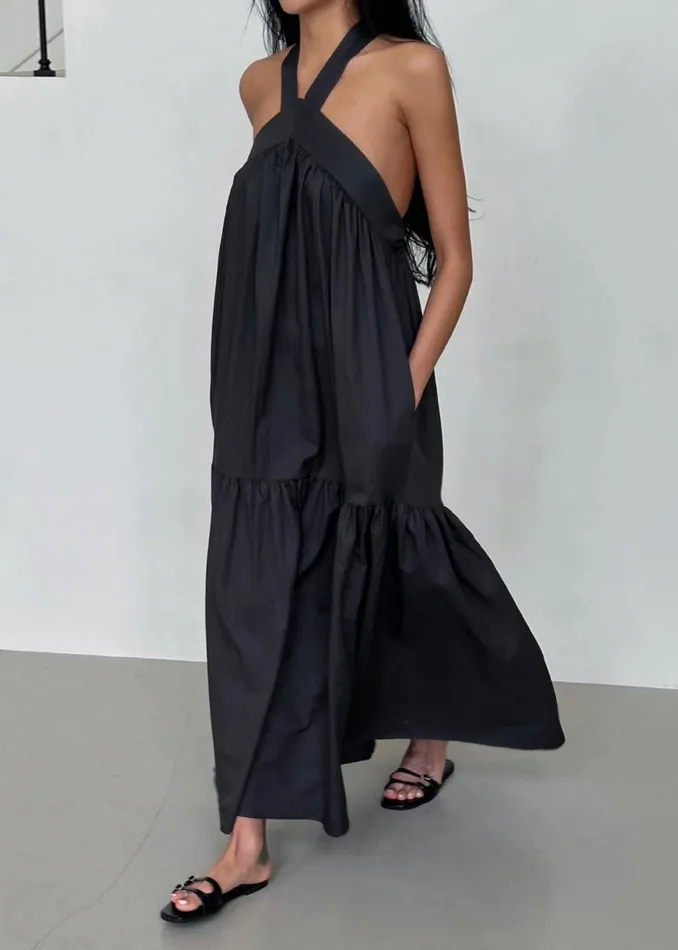 The Frankie Shop Gracie Halter Maxi Dress 8211 Charcoal Shop Dresses