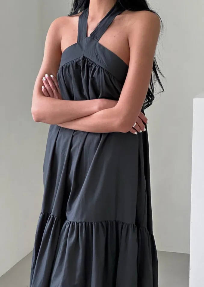The Frankie Shop Gracie Halter Maxi Dress 8211 Charcoal Shop Dresses