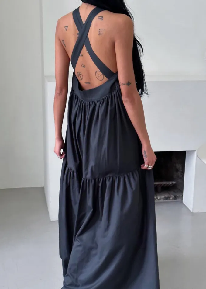 The Frankie Shop Gracie Halter Maxi Dress 8211 Charcoal Shop Dresses