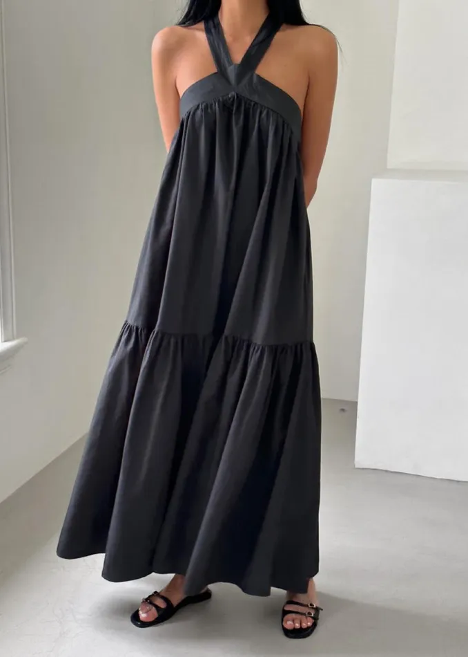 The Frankie Shop Gracie Halter Maxi Dress 8211 Charcoal Shop Dresses