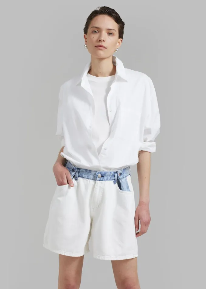 The Frankie Shop Hayla Contrast Denim Shorts 8211 Off WhiteBlue Shop Denim