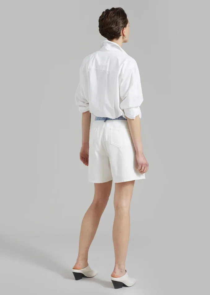 The Frankie Shop Hayla Contrast Denim Shorts 8211 Off WhiteBlue Shop Denim