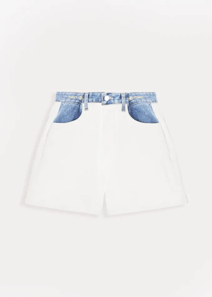 The Frankie Shop Hayla Contrast Denim Shorts 8211 Off WhiteBlue Shop Denim