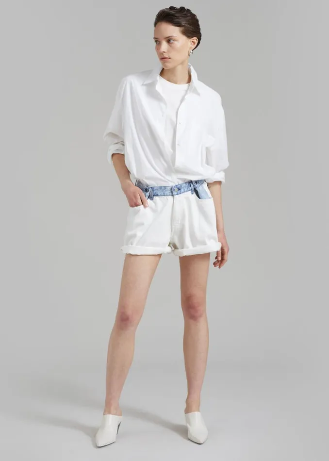 The Frankie Shop Hayla Contrast Denim Shorts 8211 Off WhiteBlue Shop Denim