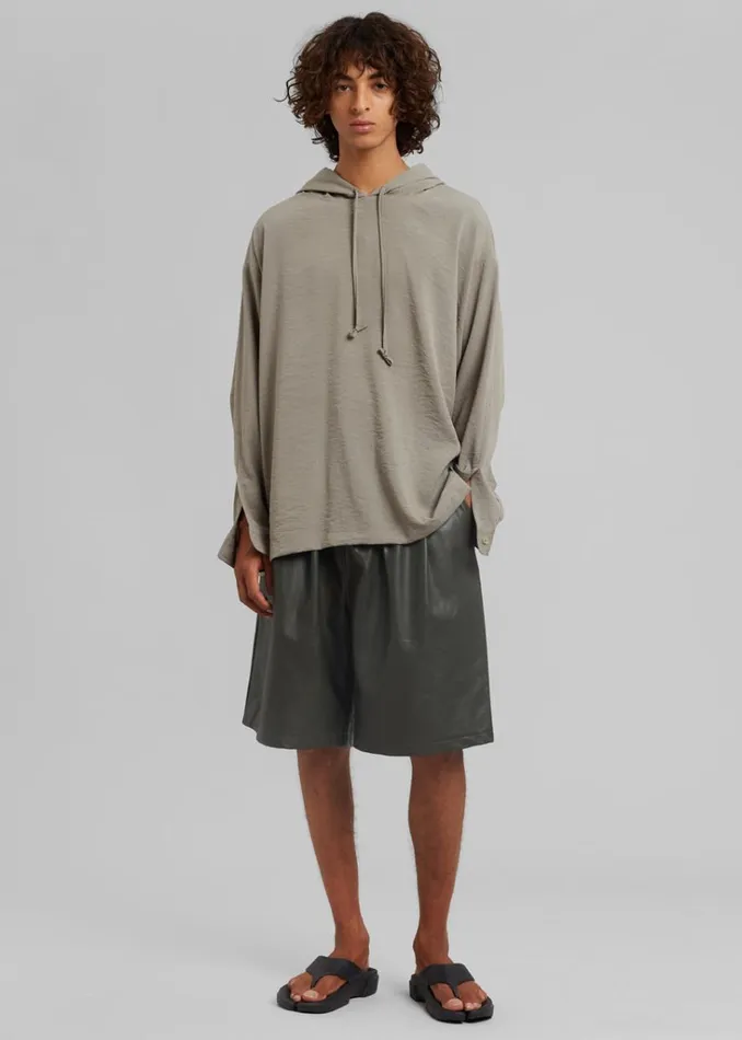 The Frankie Shop Jonas Faux Leather Shorts 8211 Olive Shop Clothing