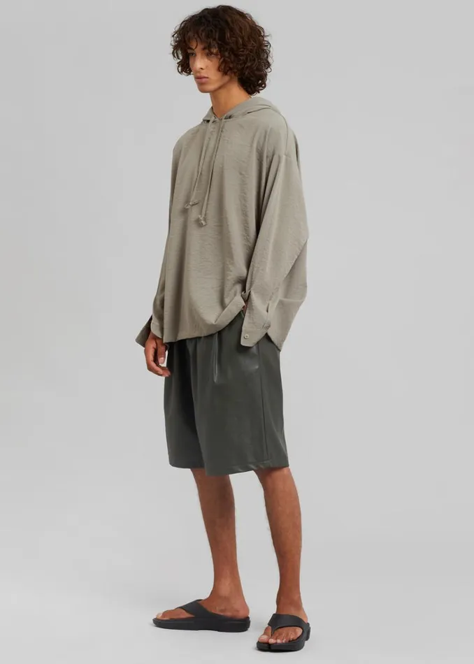 The Frankie Shop Jonas Faux Leather Shorts 8211 Olive Shop Clothing