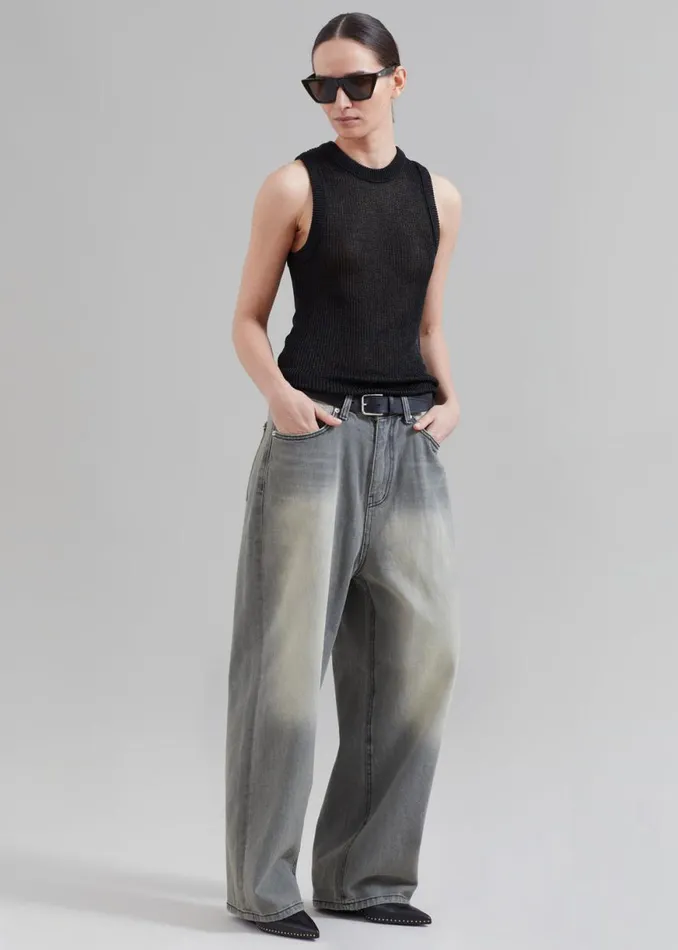 The Frankie Shop Kane Wide Jeans 8211 Grey Wash Shop Denim