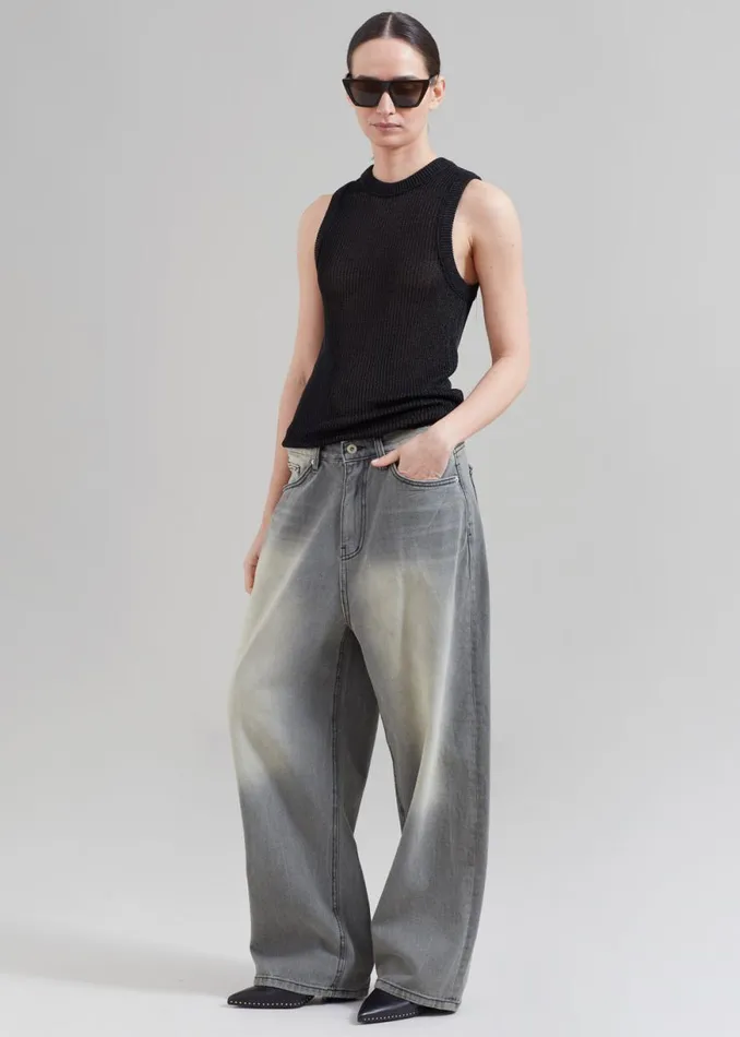 The Frankie Shop Kane Wide Jeans 8211 Grey Wash Shop Denim