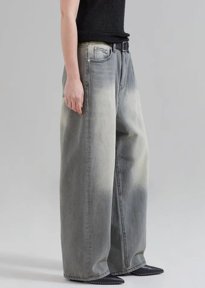 The Frankie Shop Kane Wide Jeans 8211 Grey Wash Shop Denim