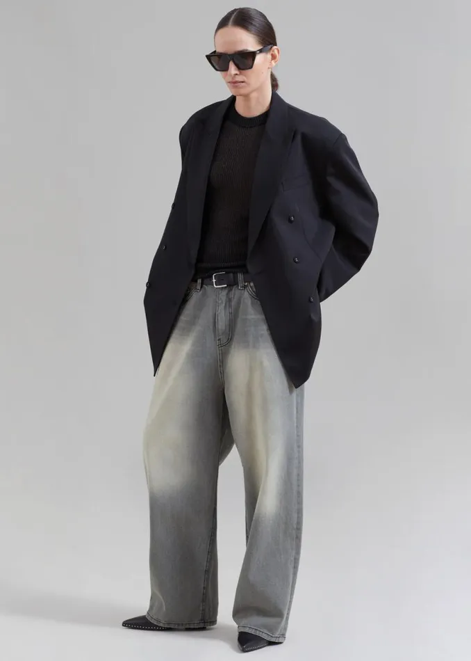 The Frankie Shop Kane Wide Jeans 8211 Grey Wash Shop Denim