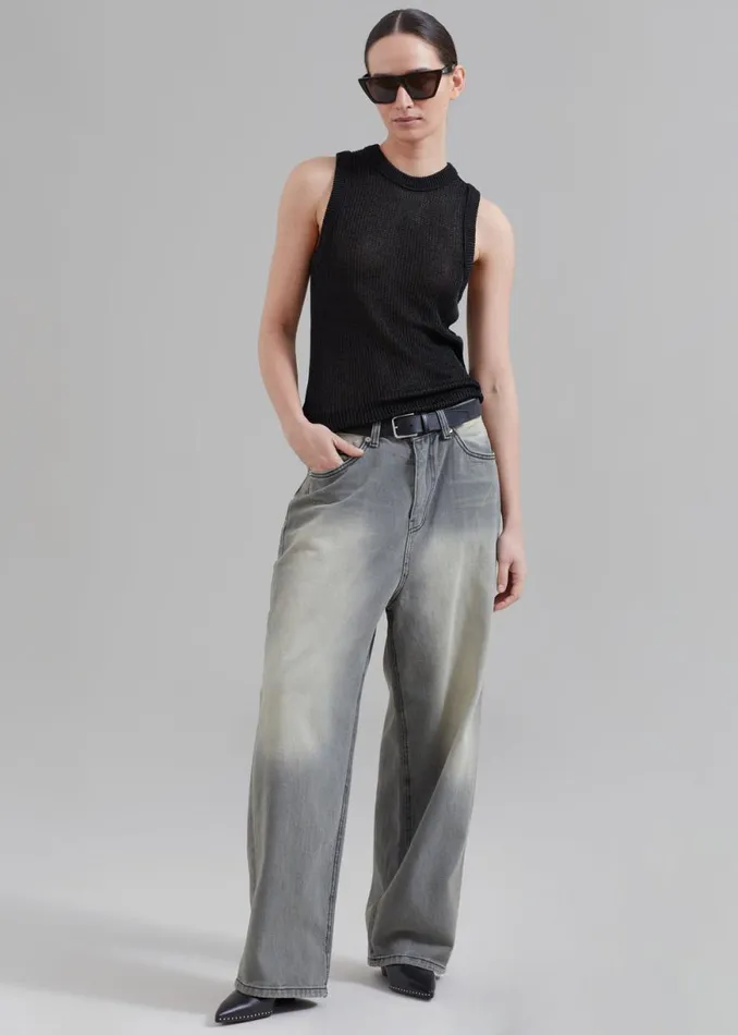 The Frankie Shop Kane Wide Jeans 8211 Grey Wash Shop Denim