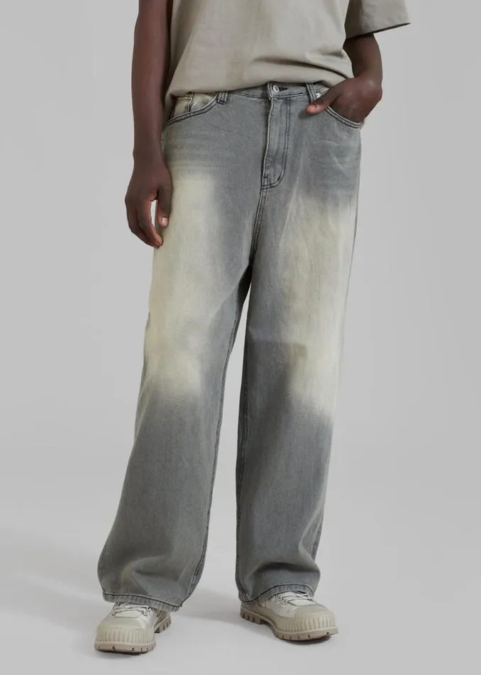 The Frankie Shop Kane Wide Jeans 8211 Grey Wash Shop Denim