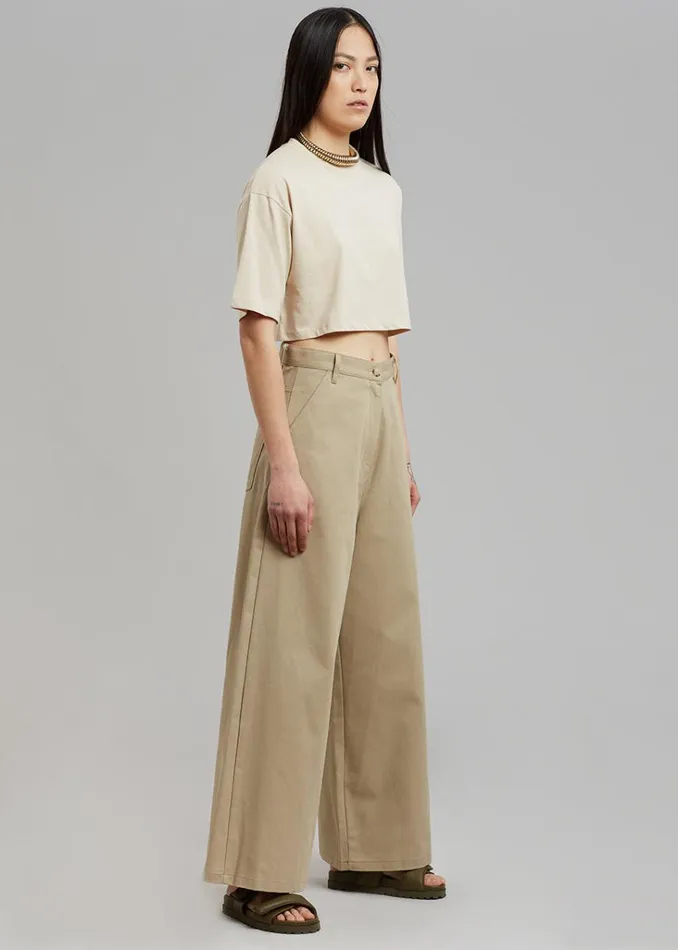 The Frankie Shop Karina Cropped TShirt 8211 Sand Shop Tops