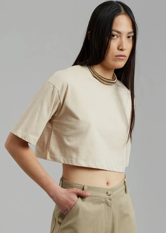 The Frankie Shop Karina Cropped TShirt 8211 Sand Shop Tops