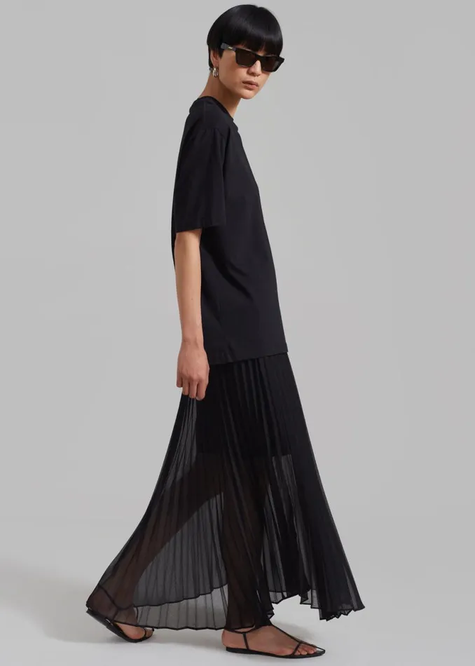 The Frankie Shop Kaya Pleated Maxi Skirt 8211 Black Shop Bottoms