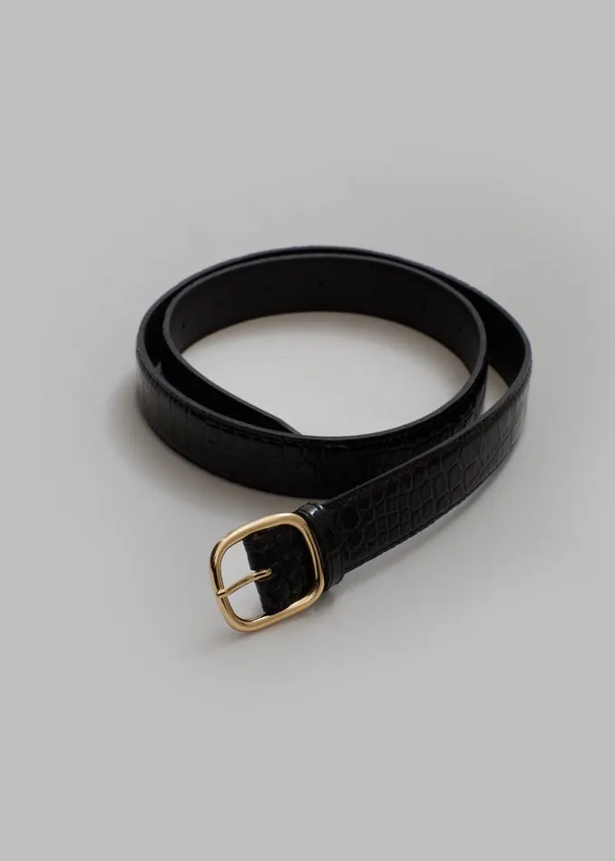 The Frankie Shop Kyron CrocEffect Belt 8211 Black Shop Accessories