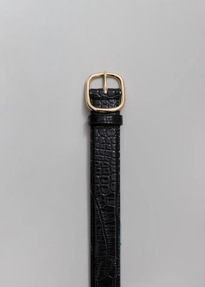 The Frankie Shop Kyron CrocEffect Belt 8211 Black Shop Accessories