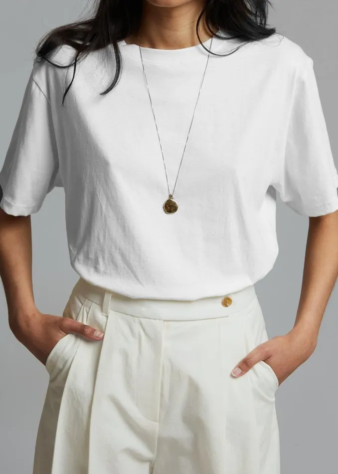 The Frankie Shop Lilou Simple Tee 8211 Optic White Shop Tops