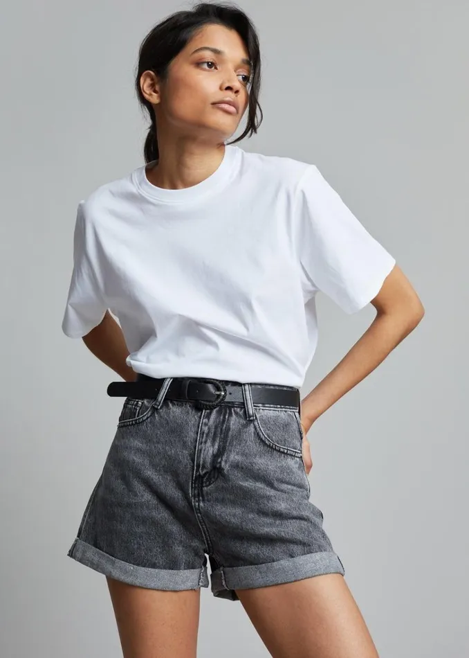The Frankie Shop Lilou Simple Tee 8211 Optic White Shop Tops