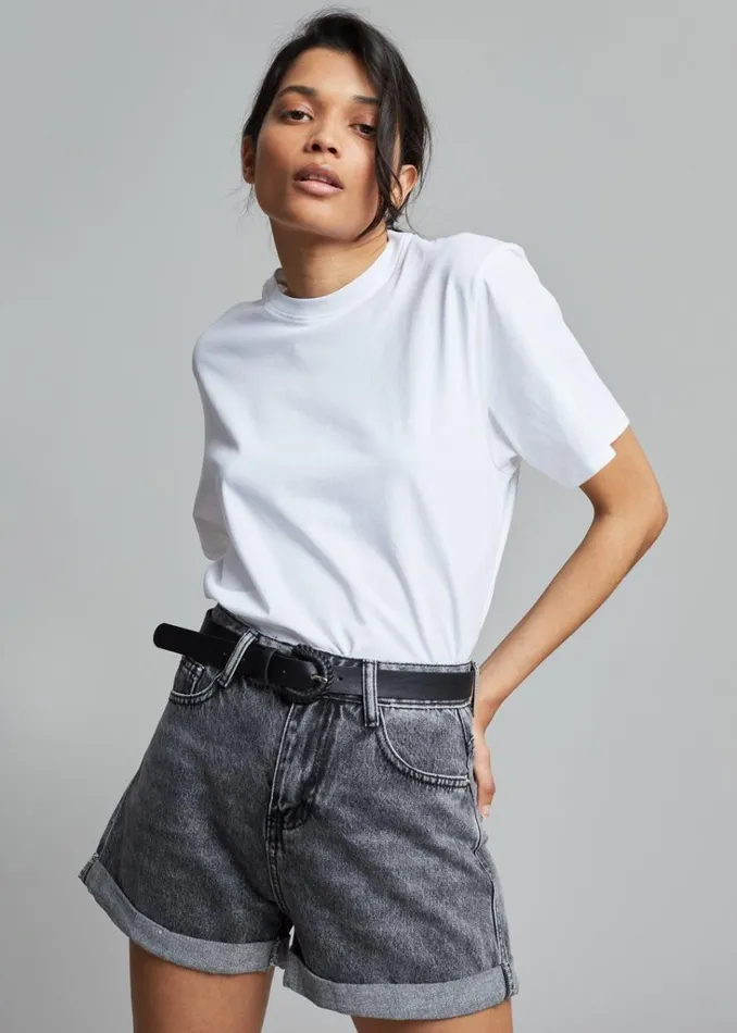 The Frankie Shop Lilou Simple Tee 8211 Optic White Shop Tops