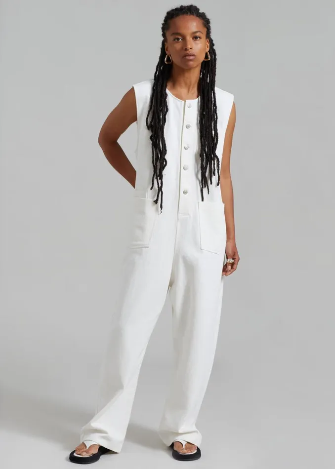 The Frankie Shop Liv Denim Jumpsuit 8211 White Shop Denim