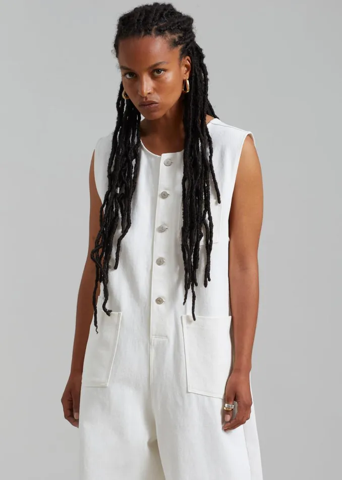 The Frankie Shop Liv Denim Jumpsuit 8211 White Shop Denim