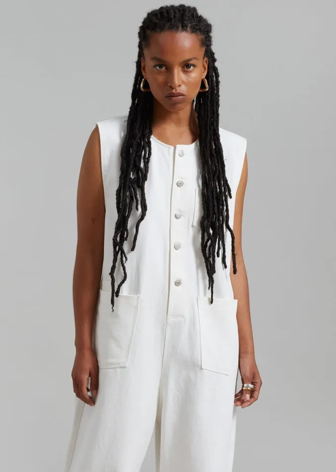 The Frankie Shop Liv Denim Jumpsuit 8211 White Shop Denim