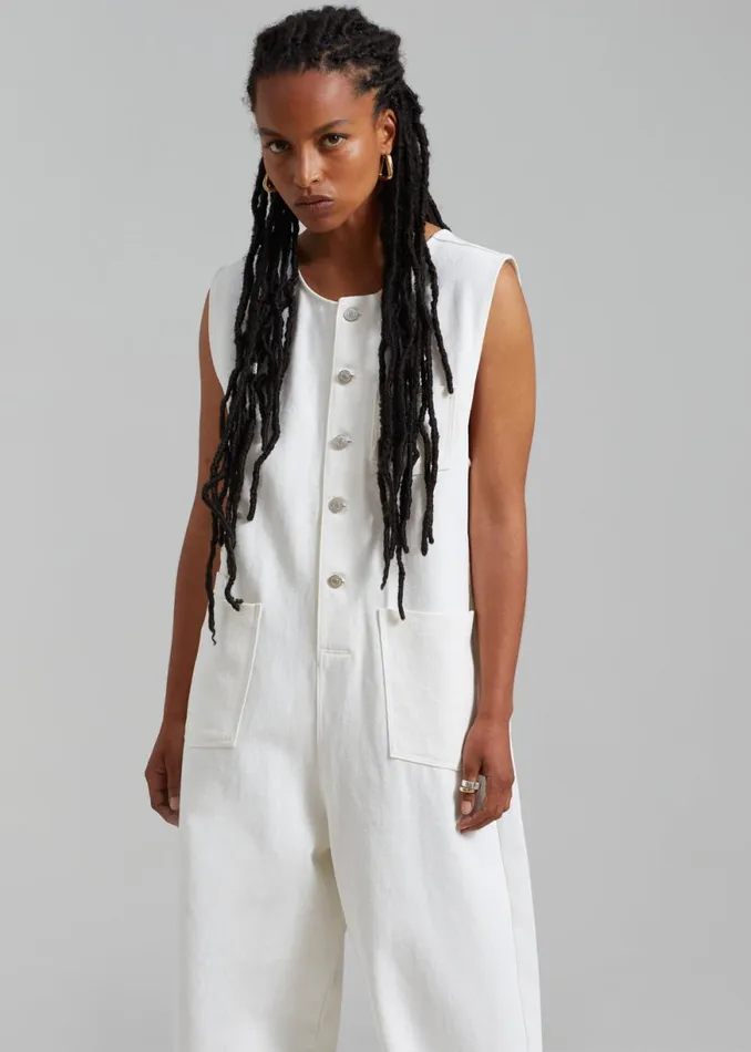 The Frankie Shop Liv Denim Jumpsuit 8211 White Shop Denim