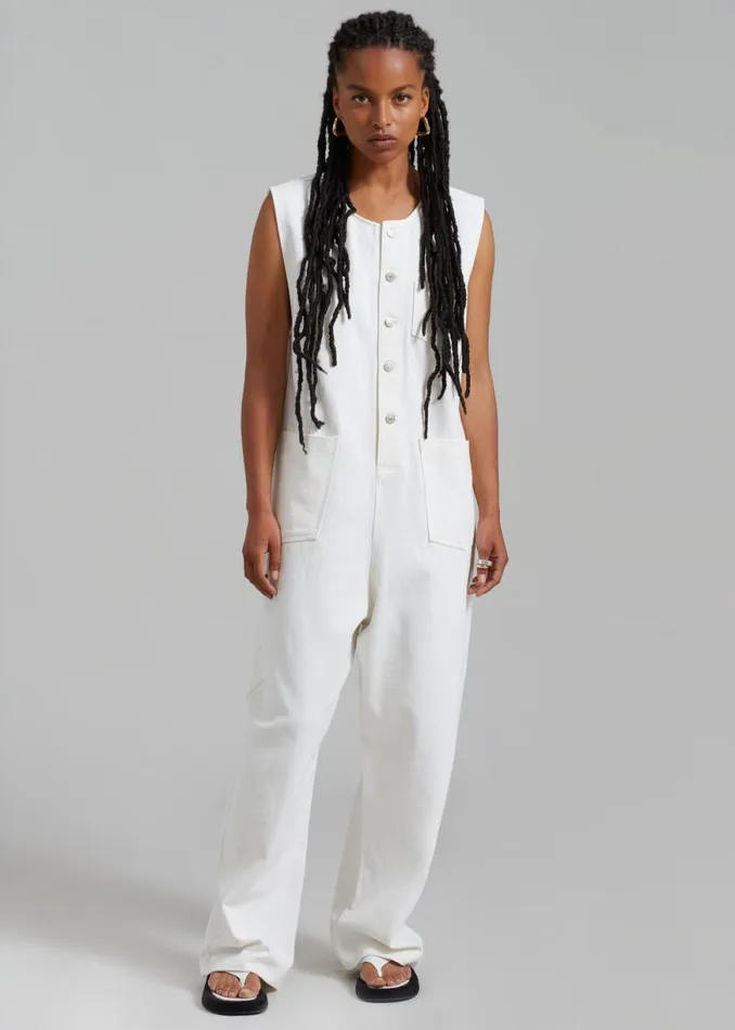 The Frankie Shop Liv Denim Jumpsuit 8211 White Shop Denim
