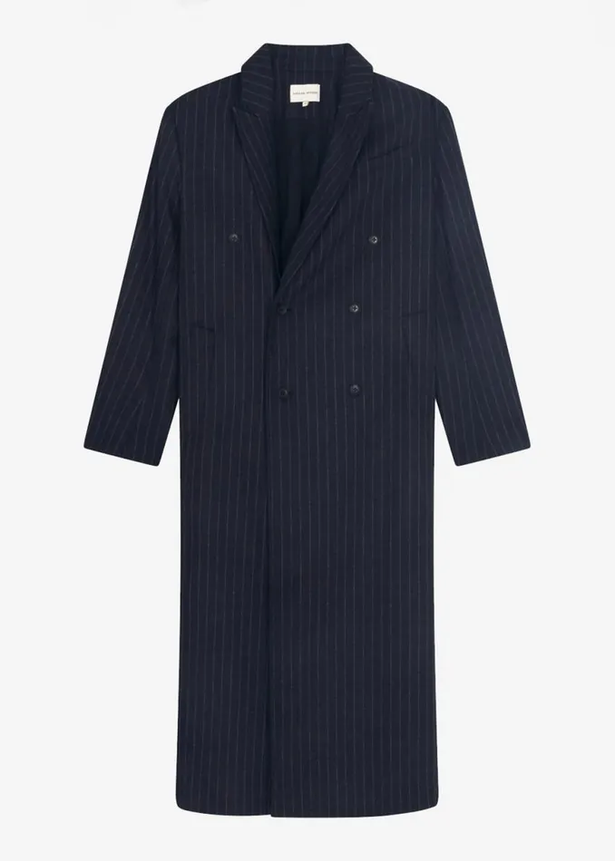 The Frankie Shop Loulou Studio Ido Long Coat 8211 Navy Stripes Shop Clothing