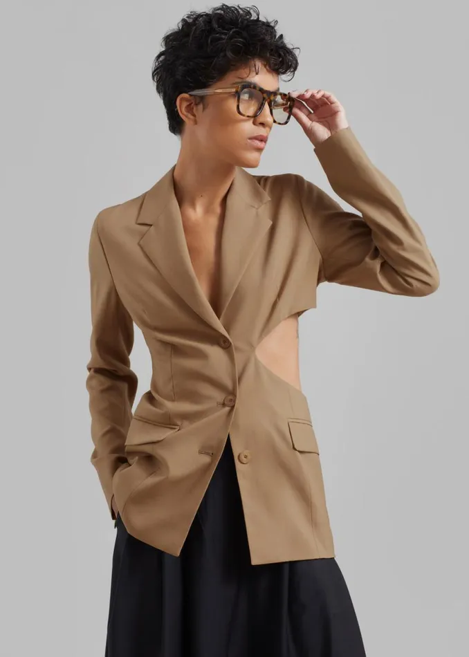 The Frankie Shop Low Classic Sleek Slim Blazer 8211 Beige Shop Clothing