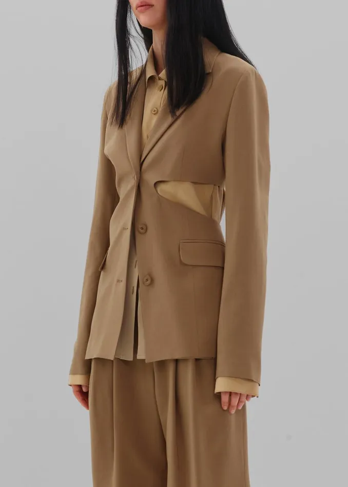 The Frankie Shop Low Classic Sleek Slim Blazer 8211 Beige Shop Clothing