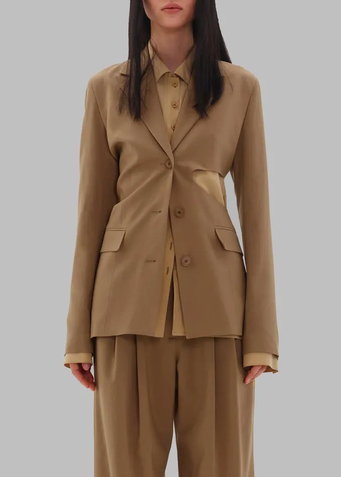 The Frankie Shop Low Classic Sleek Slim Blazer 8211 Beige Shop Clothing