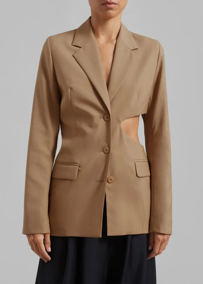 The Frankie Shop Low Classic Sleek Slim Blazer 8211 Beige Shop Clothing
