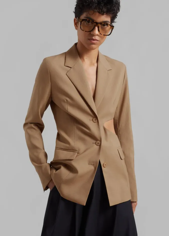 The Frankie Shop Low Classic Sleek Slim Blazer 8211 Beige Shop Clothing